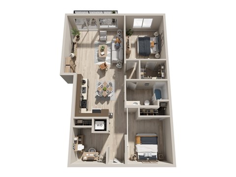 Floor plan for 1 bed, 1 bath, 1095 sqft